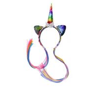 FRCOLOR Unicorn Headband Hairband with Shiny Sequins for Masquerade Party Halloween Costume Accessory, Single Adjustable Hair Hoop for Women and Girls