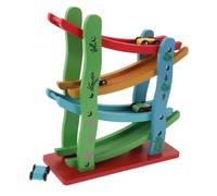 FRCOLOR Upgraded Four Layer Wooden Track Slide for Hand Eye Coordination Development Safe Racing Plaything for Indoor and Outdoor Family Interaction