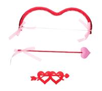 FRCOLOR Valentine S Day Cupid Bow and Heart Arrows Set with Glossy Glasses Romantic Party Costume Accessory for Bridal Showers Halloween Photo Booths and Couples Themed Events