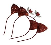 FRCOLOR Valentine's Day Cat Ear Heart Hoops Headwear for Girls Glitter Headband Props