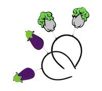 FRCOLOR Vegetable Hair Clasp and Cosplay Headband 2pcs Set, Purple Eggplant and Green Cabbage Design, Party Hair Accessories for Girls, Fun Photo Props for Costume and Festival Use