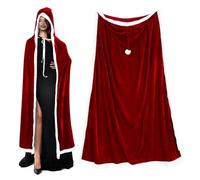 FRCOLOR Velvet Hooded Cloak Women Christmas Costume Accessory Warm Santa Cape with Front Tie Closure Classic Hooded Velvet Cape for Holiday Parties and Winter Wear