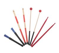 FRCOLOR Versatile Drum Brushes Kit with Red Anti-slip Mallet and Blue Nylon Brushes Wood Drumsticks Set with Portable Storage Bag for Jazz Blues Acoustic Percussion Practice and
