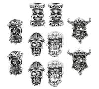 FRCOLOR Viking Hair Beads for Braids 10Pcs Beard Beads for Men Runes Beads Pirate Skull Beads Dreadlocks Bead for Bracelets Necklace DIY Jewelry Braiding Hair Accessories, medium (Q91045SC07P89)