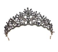 Frcolor Vintage Baroque Crown Alloy Prom Quenn Crown Bridal Tiara Wedding Headpiece (Black)