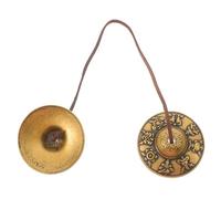 FRCOLOR Vintage Brass Buddhist Bell Tingsha Cymbals Meditation Chime Bells Hand Percussion Instrument for Yoga and Feng Shui Decor