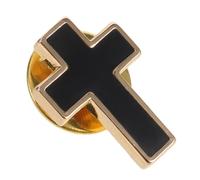 FRCOLOR Vintage Copper Catholic Cross Brooch with Smooth Finish and Lasting Brightness, Gender Neutral Fashion Accessory Suitable for Casual Occasions and Church Events, Golden Tone