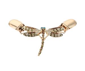 FRCOLOR Vintage Dragonfly Cardigan Clips with Rhinestone Embellishment, Metal Retro Sweater Shawl Pins for Women, Decorative Scarf Buckle and Clothing Cinch Clips, Suitable for Cardigan