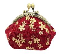 FRCOLOR Vintage Japanese Style Hot Stamping Coin Purse Change Wallet for Women Chic Floral Design Compact Size for Travel and Everyday Use