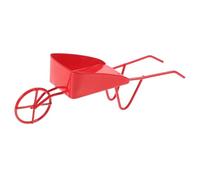 FRCOLOR Vintage Miniature Metal Wheelbarrow for Dollhouse Micro Scene Decor Resistant Tiny Iron Barrow Photo Prop Mini Barrow for Micro Landscape and DIY Decoration Red