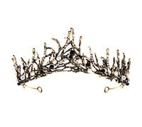 FRCOLOR Vintage Princess Hair Crown Handmad Gold Leaf Tiara Pearl Bridal Crown Wedding Tiaras Hair Accessory