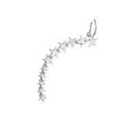 FRCOLOR Vintage Silver Star Ear Clips for Women Elegant Retro Metal Earrings Fashionable Five Pointed Studs Jewelry for Female Ladies Party Wedding Accessory