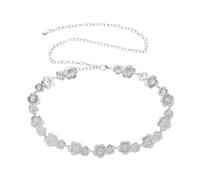 FRCOLOR Waist Chain Jean Dress Body Chain Jewelry Floral Belt Waist Jewelry Jeans Silver Zinc Alloy