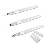 FRCOLOR Water Brush Pens and Nylon Tips White 3pcs with Refillable Reservoir Easy to Fill Ink Pens for Painting and Travel Sketches, for and Drawing