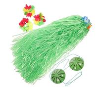 FRCOLOR Watermelon Bra Set Grass Skirt 60CM Tropical Luau Skirt Costume for Women and Girls Party Accessories 5-Piece Outfit