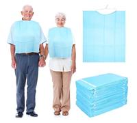 FRCOLOR Waterproof Adult Disposable Feeding Bibs for Elders with Adjustable Neck Lightweight Portable Dining Aprons for Elderly Care Hygiene 16.54X13.39 Inch Sky Blue 30 Pack