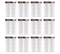 FRCOLOR Waterproof Eyebrow Stickers 12 Sheets Temporary Eyebrow Tattoo Transfers for Natural Full Brows Easy Application Stencils for Women Beginners