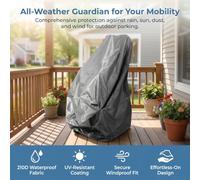 FRCOLOR Waterproof Mobility Scooter Cover for Folding Power Chairs and Mobility Scooters, Polyester Material Drawstring Hem and Precut Openings, Windproof and Easy for Outdoor
