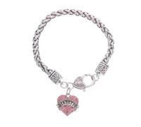 FRCOLOR Wear-resistant Heart-shaped Zirconia Bracelet for Women Delicate Friendship Charm Jewelry Graduation Gift Pink Wristband for Mothers Daughters and Friends
