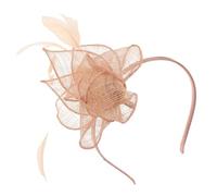 FRCOLOR Wedding Fascinator Hat Nude Fascinator Headband Tea Party Headpieces 20s Pillbox Hat Cocktail Headwear Flower Mesh Plumes Clips for Women