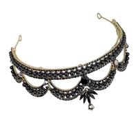 FRCOLOR Wedding of Bride Dress Black Large Crown Rhinestone Design Women's Bridal Headdress