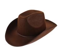 FRCOLOR Western Style Cowgirl Hat for Women and Men Party Costume Accessory with Chin Strap Chic Dark Brown Cowboy Hat for Themed Events and Cosplay