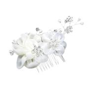 FRCOLOR White Crystal Rhinestone Hair Comb Floral Headdress for Bride Elegant Alloy Bridal Wedding Hair Accessories Suitable for Wedding Prom and Special Occasions