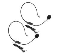 FRCOLOR Wired Headset Microphone for Voice Amplifier and Speaker Ultra-lightweight 2pcs with Adjustable Microphone Arm Black Plastic Design, for Singing and Interviewing