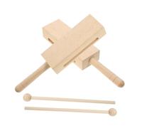 FRCOLOR Wood Block Instrument Improved Performance Music 2 Sets with Mallet and Convenient Handle Reliable Wooden Percussion Instrument for Adult Beginners and Professional Musicians