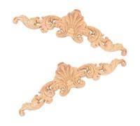 FRCOLOR Wood Carved Onlay Applique Beige European Design 2pcs Wooden Carving Decals Versatile Application Fine Wood for Cabinet, Bed, Door, Wardrobe Furniture Decoration
