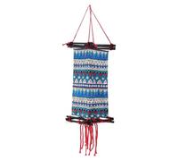 FRCOLOR Wood Frame Cloth Lampshade Chinese Ethnic Cloth Lantern Blue Rectangle Decorative Lamp Shade for Indoor Party Decoration, Tie-dye Design