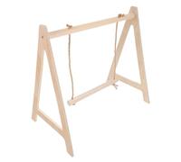 FRCOLOR Wood Parrot with Sanded Wooden Perch and Triangle Floor Swing for Climbing, Chewing, and Playing - Bird Cage Stand for Cockatiels and Small Parrots