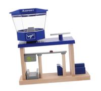 FRCOLOR Wooden Airplane Station for Interactive Learning and Pretend Play Set with Airport Track Accessory Boosting Creativity and Fine Motor Skills for Early Education