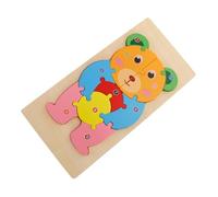 FRCOLOR Wooden Bear Puzzle Educational for Animal Shape Cartoon Puzzle Enhances Problem Solving Spatial Reasoning Observation Skills Material for Early Learning and Family Play