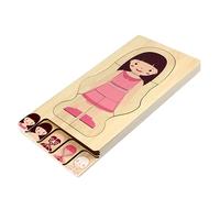 FRCOLOR Wooden Body Constitution Puzzle for Over Years Multilayer Educational Jigsaw with Girl Pattern Promotes Organ and Bone Recognition Enhances Hand Eye Coordination and Logical