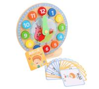 FRCOLOR Wooden Clock Educational Number Learning Puzzle Board for Cognitive Development Montessori Teaching Aid for Early Math and Recognition