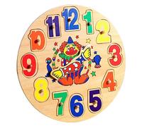 FRCOLOR Wooden Clock Toys for Boys and Girls Educational Number Clock Playthings for Early Learning Cognitive Development Toy for Children Beads