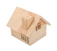 FRCOLOR Wooden DIY Piggy Bank House Shape Multi Function Coin Saving Box for Boys and Decorative Money Container for Cultivating Saving Habits