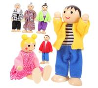 FRCOLOR Wooden Doll Family for Miniature Playhouse Figures with Movable Limbs Creative Tiny Dolls for Imaginative Role-playing Classroom Storytelling Gift