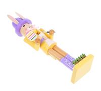 FRCOLOR Wooden Easter Bunny Nutcracker Figurine 30cm Decorative Handpainted Yellow Easter Figurines for Tables and Shelves to Create a Festive Atmosphere