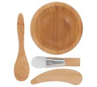 FRCOLOR Wooden Face Mask Bowl Set with Brush Spoon Mixing Stick Spatula | Lightweight Skincare Tools for DIY Facial Powders, Creams and Gels, Reducing Mess during Beauty Care Sessions Random Style