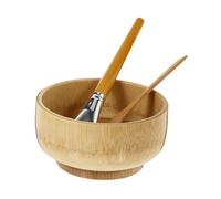 FRCOLOR Wooden Face Mask Mixing Bowl Set 3pcs with Bamboo Bowl, Stirring Spatula and Brush Diy Facial Mask Tools for Skin Care and Salon Use