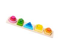 FRCOLOR Wooden Geometric Sorting and Stacking for Early Education Puzzle for Shape Cognition Fine Motor Skill Development Safe Smooth Material Birthday and Holiday