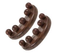 FRCOLOR Wooden Gua Sha Massage Tool 2pcs for Face and Head, 5-Bead Convex Crescent Shape, Chicken Wing Wood Facial Acupoint Massager for Women’s Face Sculpting and Meridian Therapy