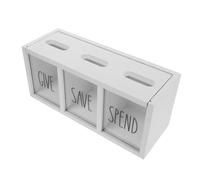 FRCOLOR Wooden Money Saving Box for Visual Coin and Cash Display Wall Mount Countertop Cute Spend Save Give Bank to Teach Boys and Financial Independence and Organisational Skills