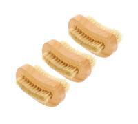 FRCOLOR Wooden Nail Brush 3pcs Set Double-sided Natural Beech Wood Household Nail Cleaner Pig Bristles Portable Fingernail Scrubber for Daily Use