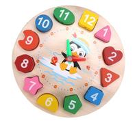 FRCOLOR Wooden Penguin Shape Color Sorting Clock Early Educational for Years Learning to Tell Puzzle Clock Teaching Cognitive Development