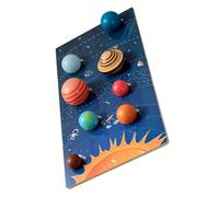 FRCOLOR Wooden Planets Puzzle Educational Space for Planet Cognition Matching Board Hands Early Learning Montessori Puzzle Game for Preschool Boys