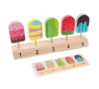FRCOLOR Wooden Pretend Play Dessert for Interactive Montessori Ice Cream Lollipop Game Enhances Creativity Logical Thinking and Bonding Funny Play Food for Family Fun