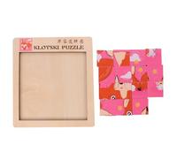 FRCOLOR Wooden Puzzle Double-sided Brain Teaser Numbers and Animal Shapes, Fox Design Educational Sequential Puzzle